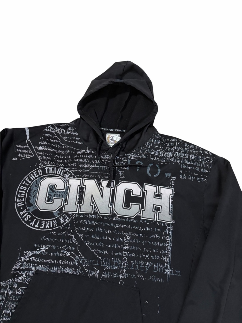 Cinch Hoodie Sweatshirt Mens XL Black Spell Out Western Cowboy Rodeo Wear